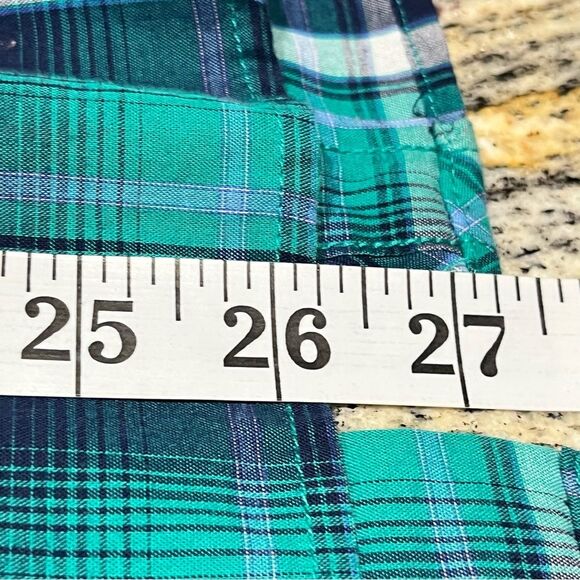 CUMBERLAND Green Blue Country Western Shirt 1X‎ Pearl Snap Long Sleeve Riding - Picture 9 of 14